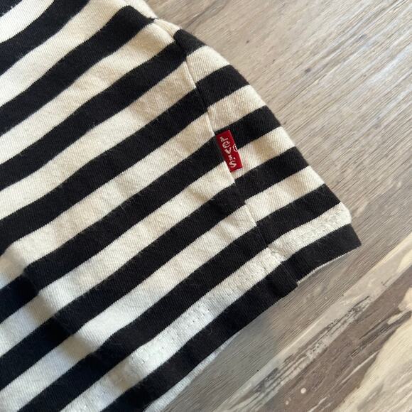 Vintage Levi’s Striped Long Sleeve Tee Rainbow Logo Embroidery Large Black 90s - Picture 4 of 7